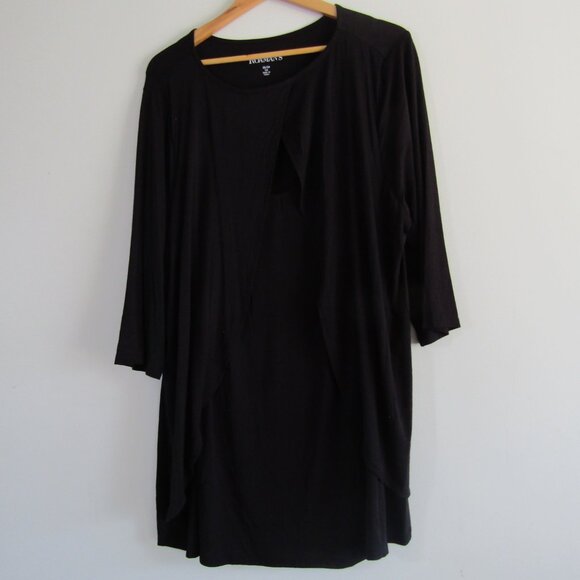 Roaman's Layered Shift Dress 1X Black Casual Classic Lagenlook Stretchy NWT - Picture 2 of 12